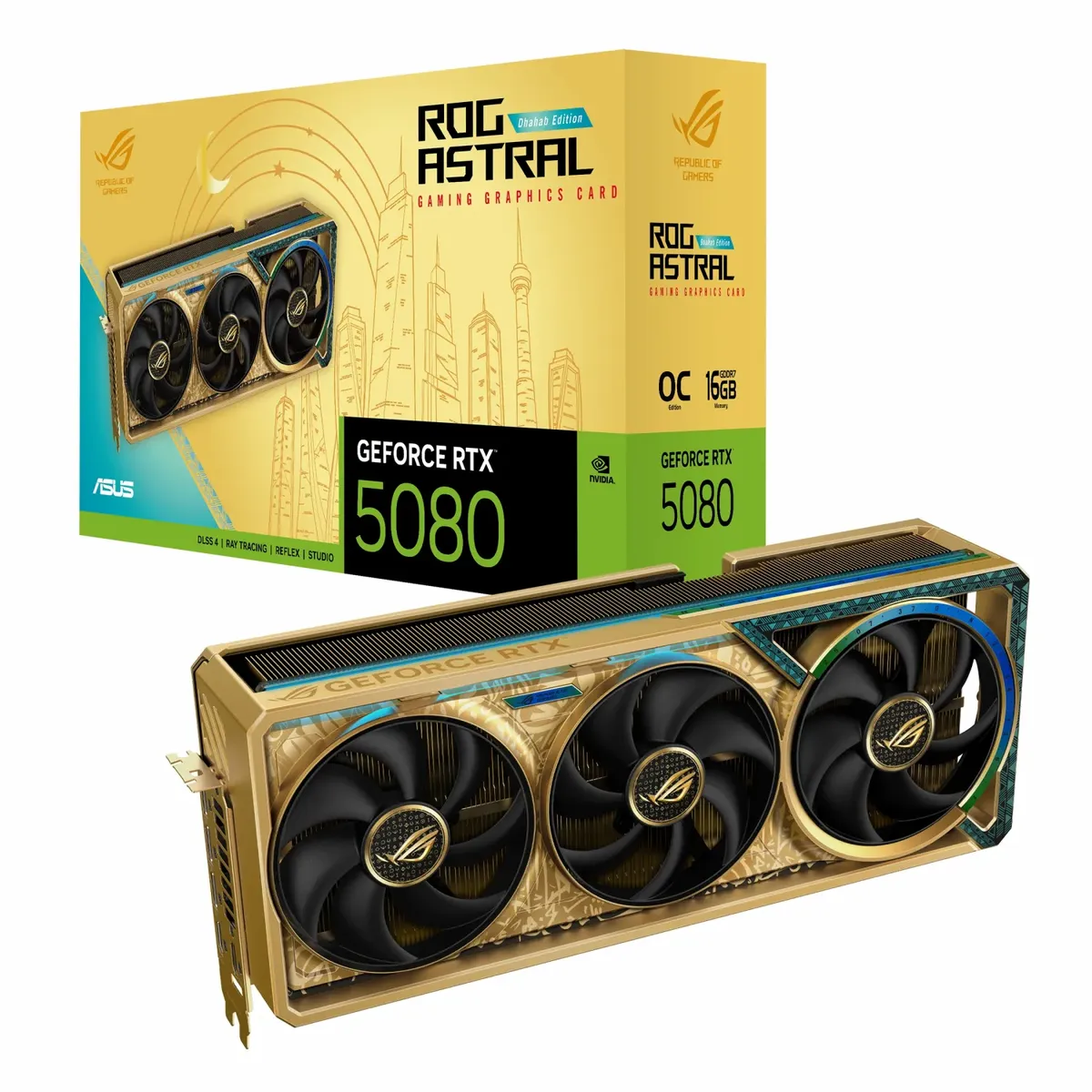 کارت گرافیک ایسوس ASUS ROG ASTRAL RTX 5080 OC DHAHAB EDITION 16G
